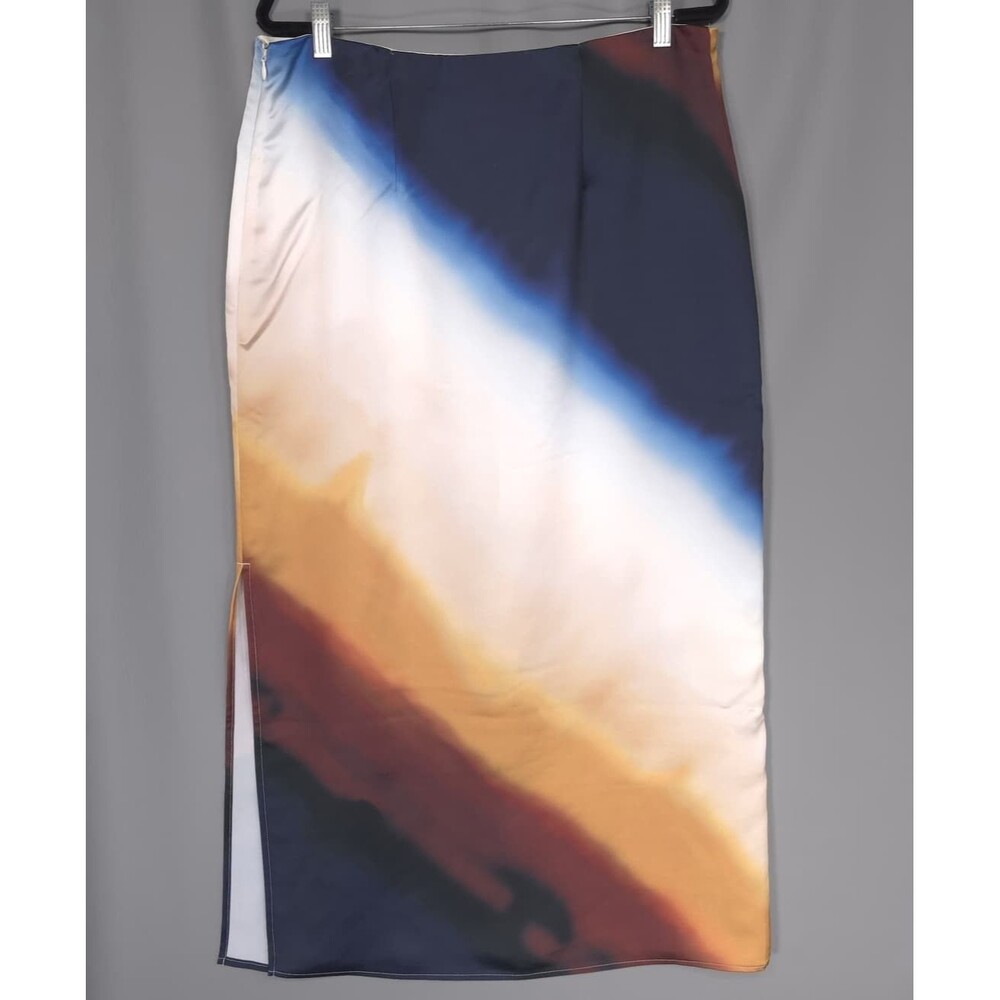 EXPRESS  New High‎ Waisted Printed Satin Maxi Slip Skirt LARGE 07650886 - Picture 11 of 15